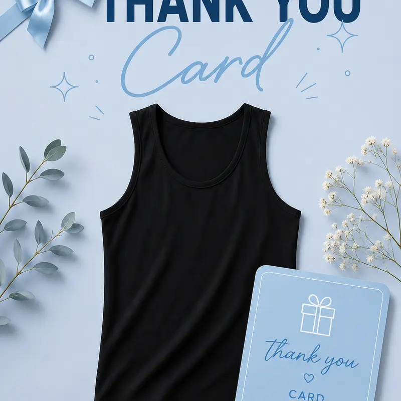 Tank Top Gift Card Thank You So Much For Purchase - Tattoo Street Wear Casual Cotton Shirt, Unisex, Minimalist Style, Trending for Men & Women
