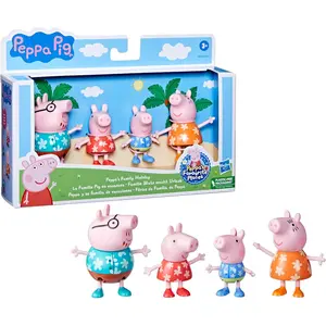 Peppa Pig Toys Peppa's Family Holiday, 4 Peppa Pig Family Figures in Tropical Holiday Outfits, Preschool Toys for 3 Year Old Girls and Boys and Up