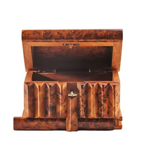 Yemma Goods Thuya Wood Burl Secret Lockable Box ITRI For Your Valuable Small Objects and Secrets, Minimalist Wooden Organiser
