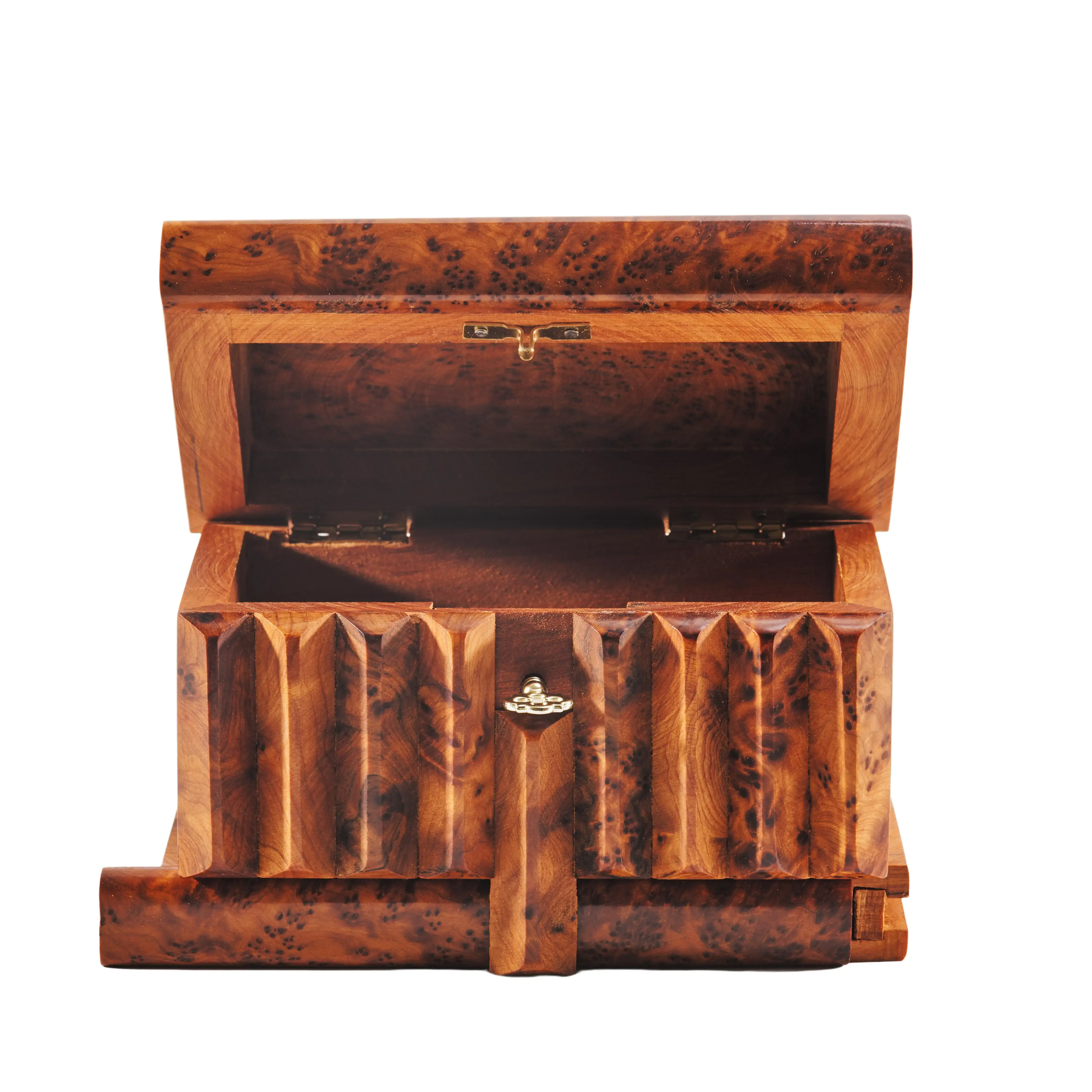 Yemma Goods Thuya Wood Burl Secret Lockable Box ITRI For Your Valuable Small Objects and Secrets, Minimalist Wooden Organiser