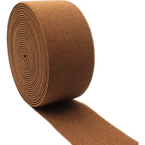 2 Inch 5 Yards Brown Sewing Elastic Band Heavy Stretch High Elasticity Elastic Spool for Sewing Pants Waistband, Straps, Craft DIY Projects