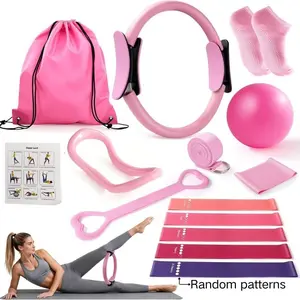 Home Pilates Essentials Kit for Women,Pilates Equipment Set with 9 Inch Yoga Ball,Figure 8 Resistance Band,Pilates Bands & Accessories,Pilates Ring and Ball Set for Beginners Home Workouts，Christmas, New Year
