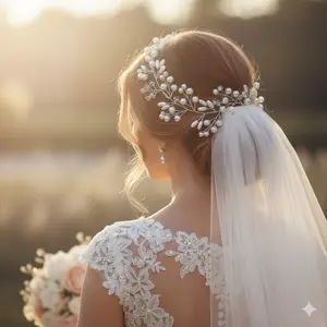 Adjustable Hypoallergenic Crystal Pearl Headband, Vintage Bridal Hair Accessory, Bohemian Fairy Crown, Elegant Wedding Jewelry, Luxe Festival Hairpiece, Chic Non-Allergic Hair Clip, Travel-Friendly Bridal Decor