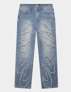 CALIBER Munition Mens Studded Frayed Straight Jeans