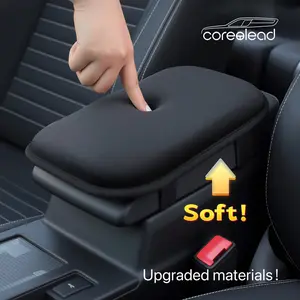 Premium Black Extra Padded Car Armrest Cover for Center Console, Ultra Soft Rear-Opening Armrest Box Cushion, Easy Install Auto Armrest Pad for Road Trip Long Drive Arm Rest & Comfortable Driving