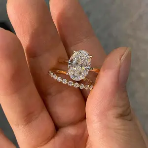 Maxine Classic 4.5ct Oval Cut Engagement Ring Set,Bridal Ring Set,5A Cubic Zirconia Women's Ring Jewelry,Wedding Ring Set for Daily,Travel,Proposal,Birthday,Anniversary