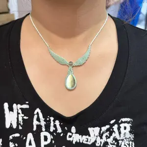 Labradorite Necklace Macrame Handcrafted Unique Gift Boho Ethnic Minimalist Jewelry Stone of Magic Made to Order