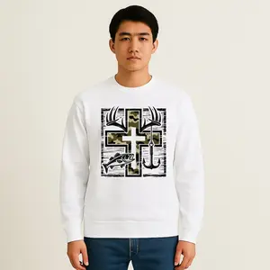 Camo Cross Fishing Garment-Dyed Sweatshirt - Unique Camouflage & Bold Cross Design for Anglers & Outdoor Enthusiasts