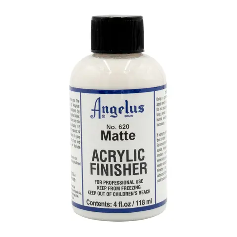 Angelus Matte Acrylic Finisher No 620 - Liquid Duller Low-Shine Protective Finish for Leather Acrylic Paint, Shoe Projects, Custom Designs with Added Long-Lasting Protection; Includes Bottle, Brush