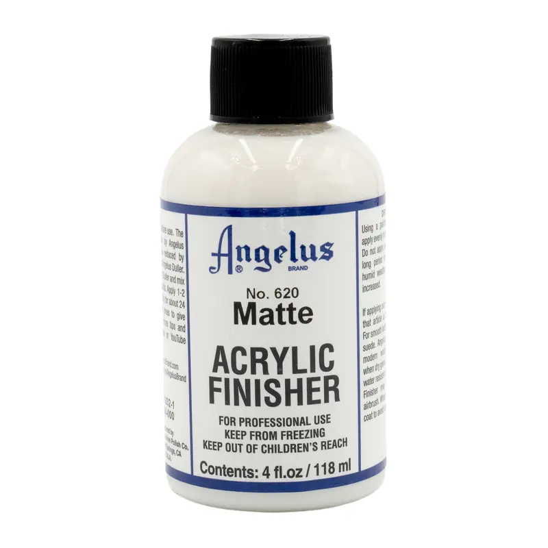 Angelus Matte Acrylic Finisher No 620 - Liquid Duller Low-Shine Protective Finish for Leather Acrylic Paint, Shoe Projects, Custom Designs with Added Long-Lasting Protection; Includes Bottle, Brush