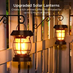 1 Pack Solar Lantern Lights Outdoor Waterproof Metal Hanging Solar Lights for Outside Lanterns Decorative Outdoor for Patio Porch Garden Lawn, Cool White