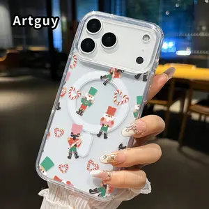 Magnetic Soft Case for iPhone 17 Pro Max 17 Air Nutcracker Candy Dream Pattern Anti-Yellowing Shockproof ultra-thin Silicone Crystal Transparent Acrylic Large Hole Cover Supports Wireless Charging