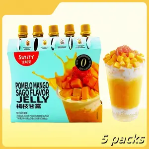 Sunity Mango Pomelo Sago Jelly Drink – 5 x 150g Pouches | Fruity Asian Dessert with Grapefruit & Coconut, Zero Fat & Refreshing