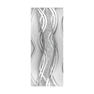 Artistic Decorative Door Stickers Peel and Stick, Waterproof & Removable Door Decals, Elegant Silver Color Geometric Design,  77x200cm ideal for bedroom or living room decoration,(2-piece set)