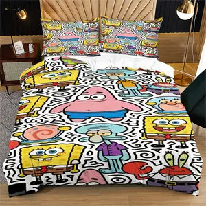 Spongebob Squarepants Duvet Cover (Including 1 Duvet Cover And 1-2 Pillowcases), a Soft And Comfortable Bedding Set, Perfect For Decorating Bedrooms For Teenagers, Boys, And Girls