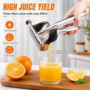 Manual Hand Juicer Squeezer - Portable, Multifunctional, Food-Grade Sturdy Kitchen Gadget with Quiet Operation, Easy Cleaning, Detachable Press Head