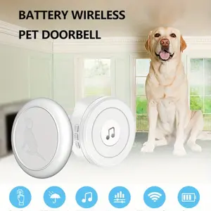 Pet Doorbell, Wireless touch dog doorbell device, Smart pet training bell for pets, wireless dog doorbell, dog door bells for potty training,Operate within a range of 1000 feet, IP65 waterproof touch buttons, offers 20 melodies and 4 notification modes.