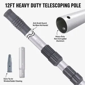 [12 FT Pro] Sepetrel Heavy Duty Telescoping Pool Pole, Upgraded Aluminum Extension Pole with Threaded Tip, Adjustable for Skimmer Net, Brush & Vacuum Heads