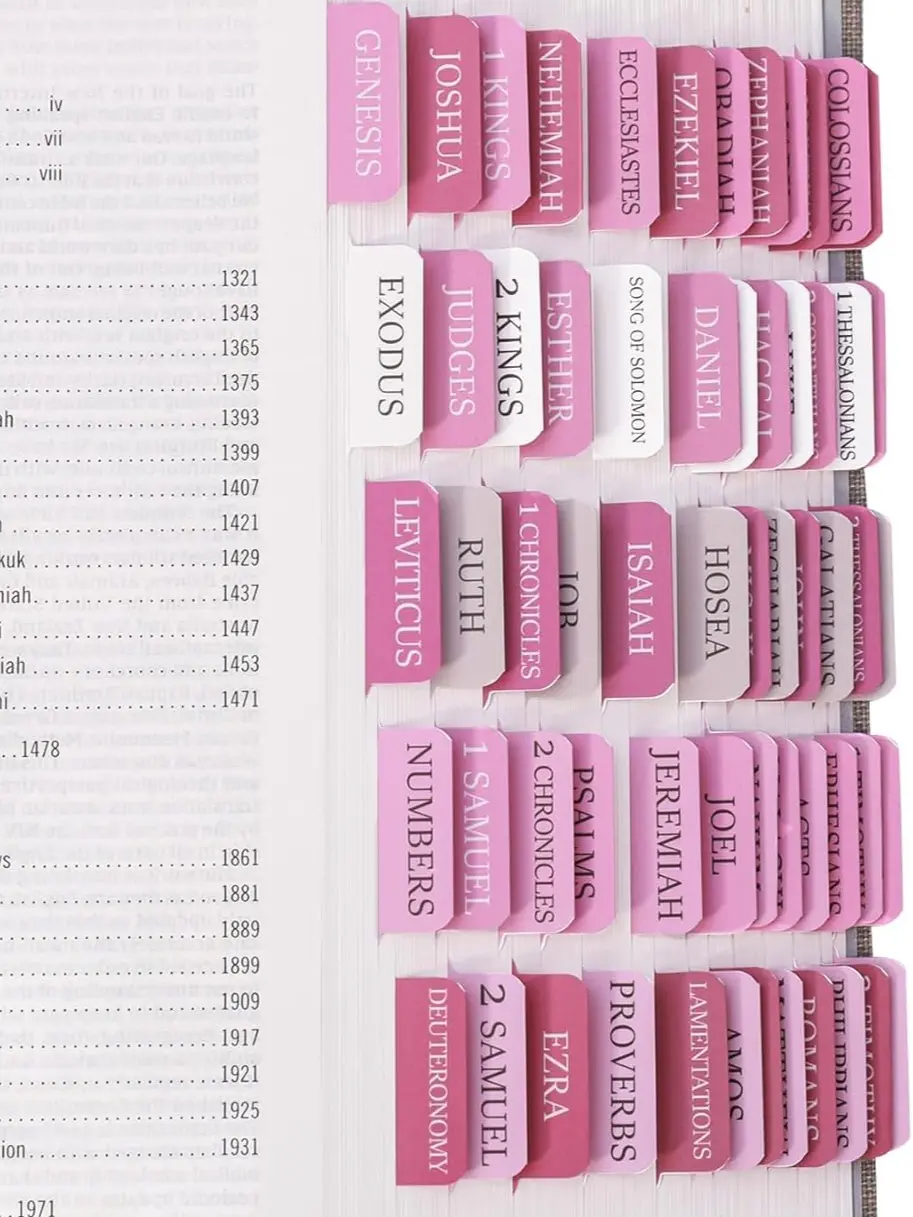 Halloween Fall Gift Pink Bible Tabs for Women & Men, Laminated Bible Tabs for Study Bible, Boho Theme Bible Tabs for Easy Navigation, Simplify Your Bible Reading Experience with Easy-to-Use Indexing Tabs
