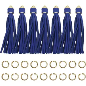 Leather Tassels for Beaded Bracelet Keychain Wristlet 12pcs 4.3inch Royal Blue Faux Leather Bag Charm Tassels Decoration DIY Jewelry Making Elegant Long-Lasting Tassels for Cellphone Straps