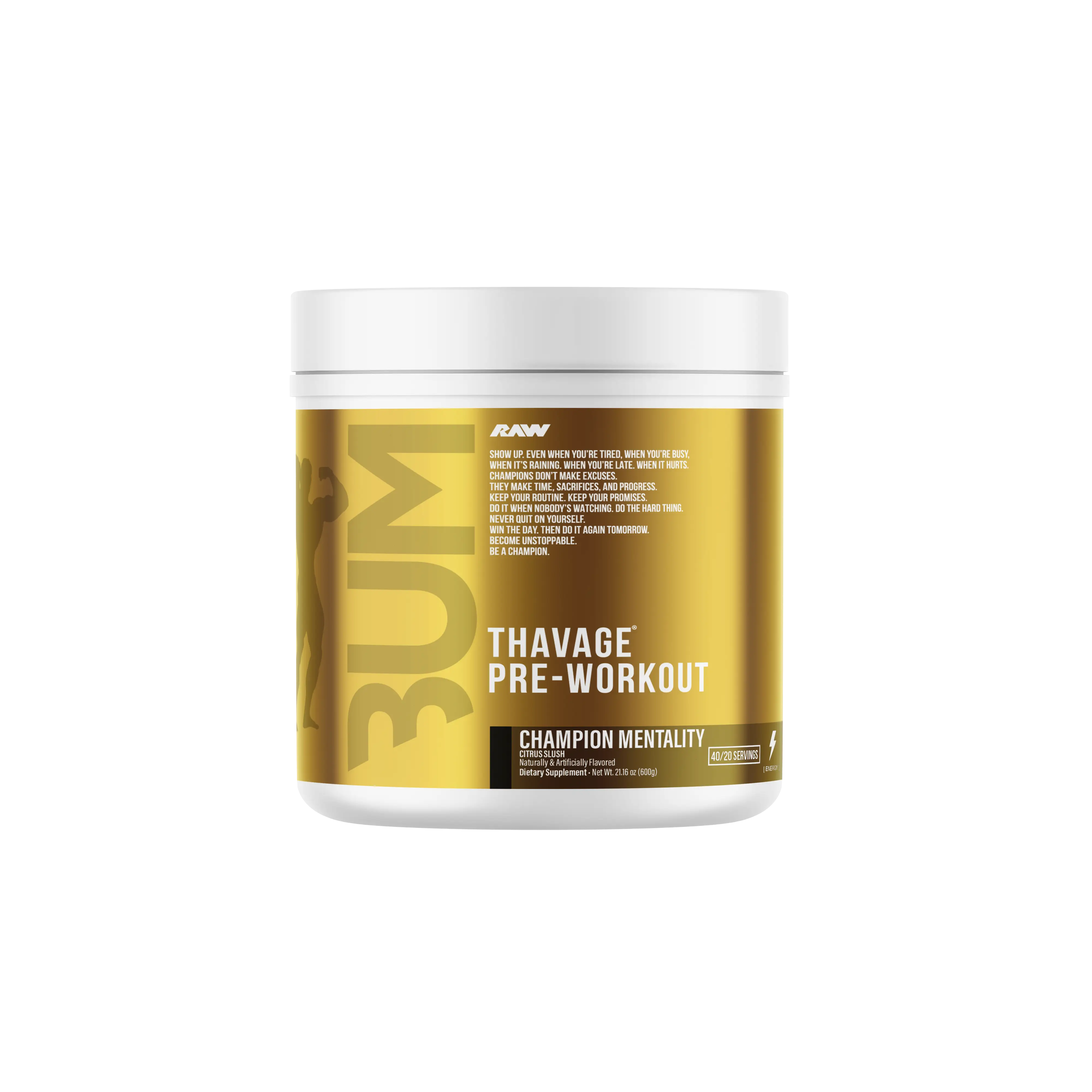 RAW Pre Workout Powder, Thavage (Beach Bum) - Chris Bumstead Sports Nutrition Supplement for Men & Women - Cbum Pre Workout for Working Out, Hydration