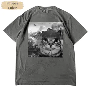 War Cat in the Battlefield T-Shirt, Kitten Soldier Graphic Tees, Unisex Meme Funny Shirt, Gift For Men Women, Cotton Comfort Womenswear Menswear