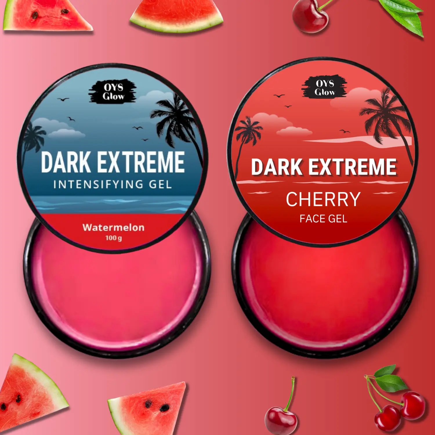 Dark Extreme Intensifying Watermelon Tanning Gel & Cherry Tanning Face Gel, Tanning Accelerator Sunbed Cream Skincare Tan Booster Sensitive