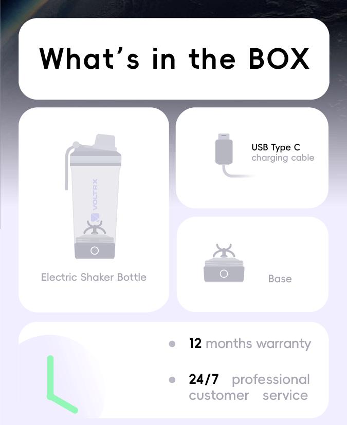 VOLTRX Electric Protein Shaker Bottle - Smart Blender Bottle, Leak-Proof Design, USB Rechargeable Mixer Cup for Shakes and Meal Replacements, BPA-Free Tritan, 24oz VOLTRX Electric Protein Shaker Bottle - Smart Blender Bottle, Leak-Proof Design, USB Rechargeable Mixer Cup for Shakes and Meal Replacements, BPA-Free Tritan, 24oz