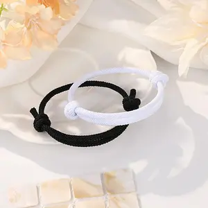 2Pcs Adjustable Rope Couples Bracelets,Gifts for Men,Boyfriend,Girlfriend,Soulmate,Husband,Wife,Anniversary Valentines Day Birthday Christmas Gifts