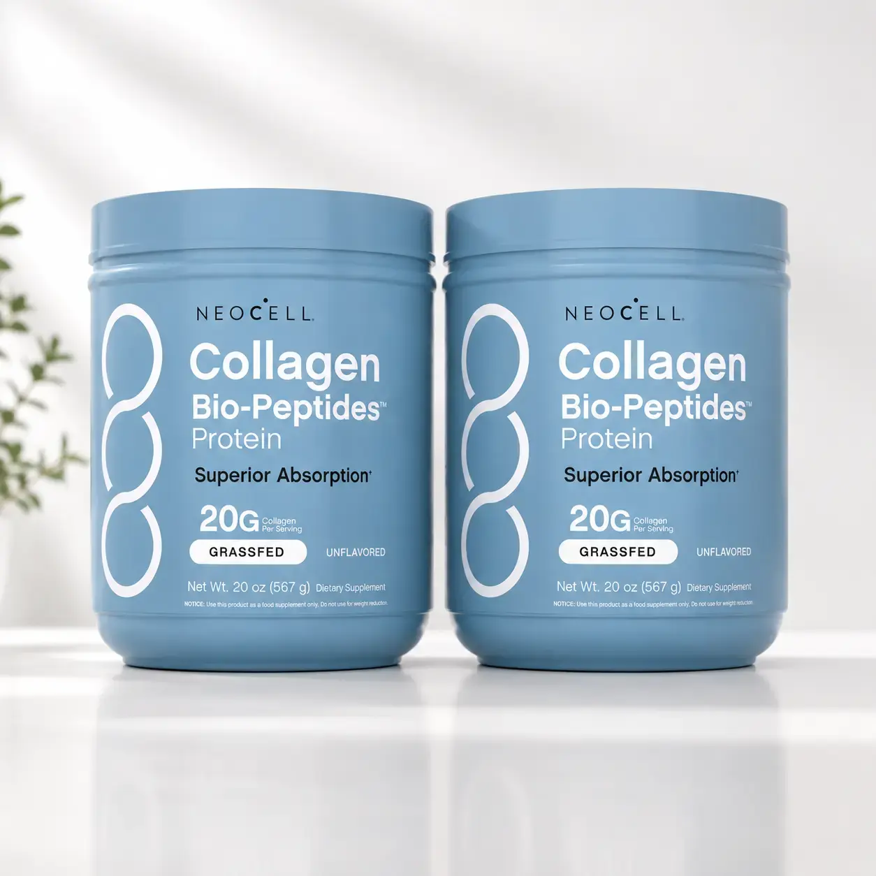 2x NeoCell Collagen Bio-Peptides Powder 20oz - GrassfedProtein Supplement - Advanced with 18 Essential AminoAcids