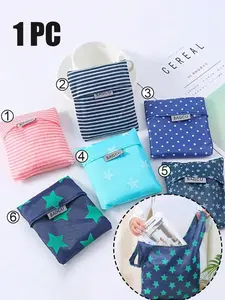 A large-capacity, foldable, portable, waterproof, durable, and reusable polyester shoulder bag, Reusable grocery bags, featuring a full-coverage pattern design with ample space, suitable for supermarket shopping and travel