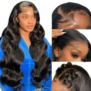 TIKUhair Women's 13x4 Body Wave Human Hair Lace Front Wig, 180 Density, 20-36in Multi-Size, Transparent Lace Closure, Glueless Half Wig with Hand-Tied Construction, 4 Combs & Adjustable Straps for Realistic Look