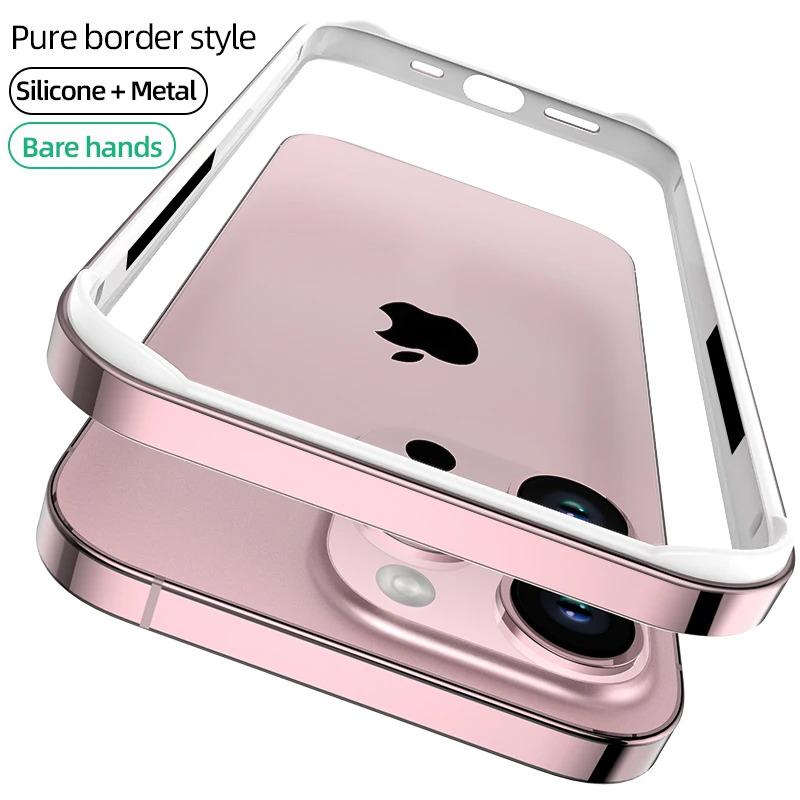 Luxury Silicone Frame Hybird Aluminum Bumper Case For iPhone 16 Pro Max 14 Plus 13 12 15 Pro Max Accessories