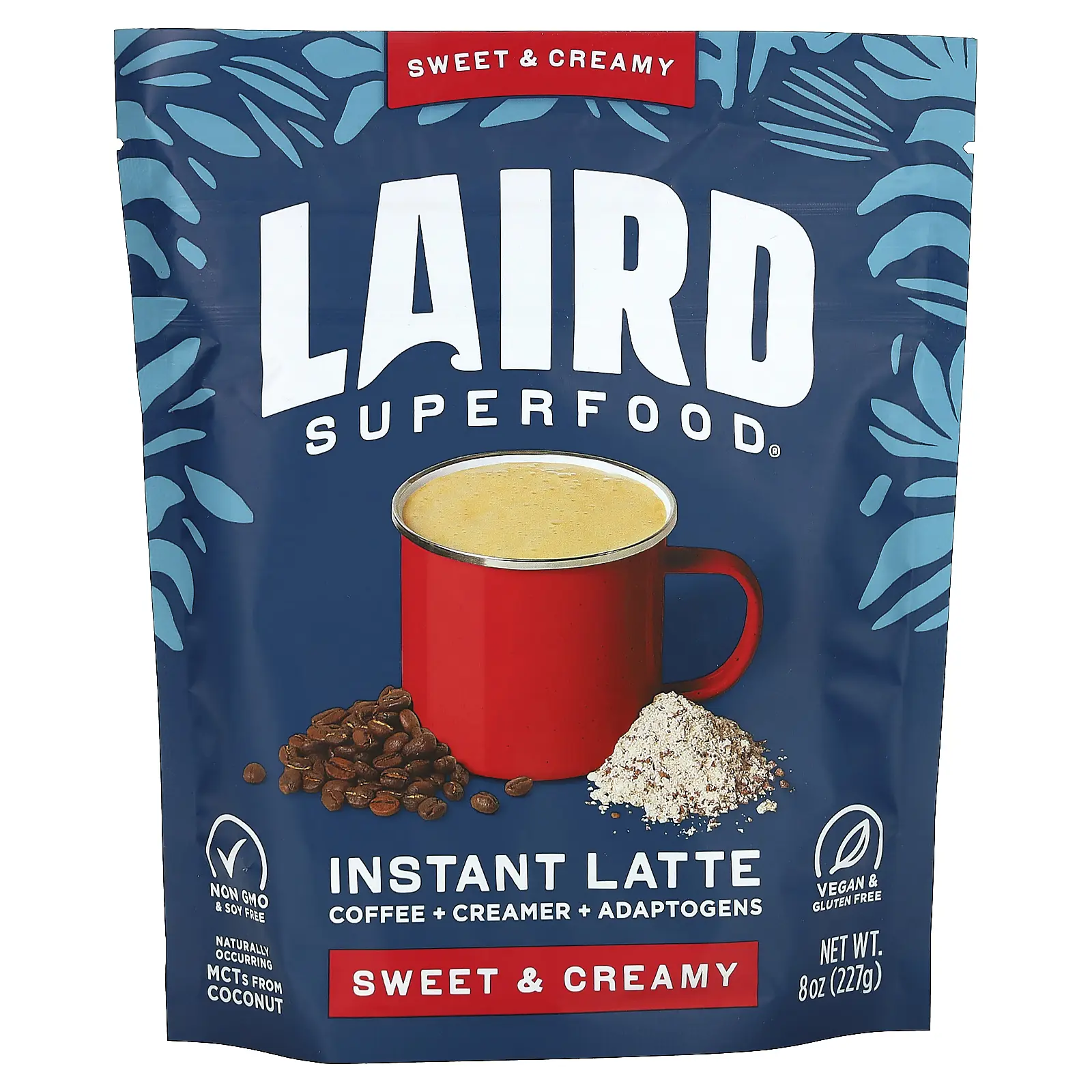 Laird Superfood Instant Latte, Coffee + Creamer + Adaptogens, Sweet & Creamy, 8 oz (227 g)