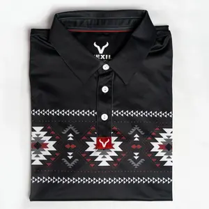 Vexil Brand - Polo - Aztec - Black  - Cowboy Western Polo Shirt