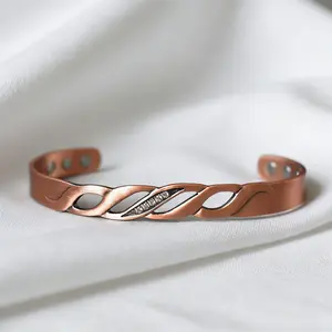 Bracelet Pure Copper Zirconia Magnetic Cuff Adjustable Healing Jewelry Daily Wear Wellness Gift For Women Girls Elegant Fashion Health Jewelry Lucky Charm