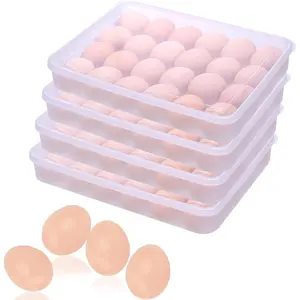 96 Egg Holders for Refrigerator,4 Set Clear Deviled Egg Tray with Lid,Plastic Egg Storage Container,Egg Organizer for Protect and Keep Fresh,24 Egg Tray x 4 Pack