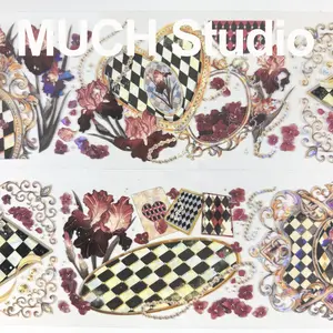 Spring Secret Land Chessboard Planner Sticker, High-End Craft Pet Tape, Elegant Design, Versatile Use for Journals & Cards