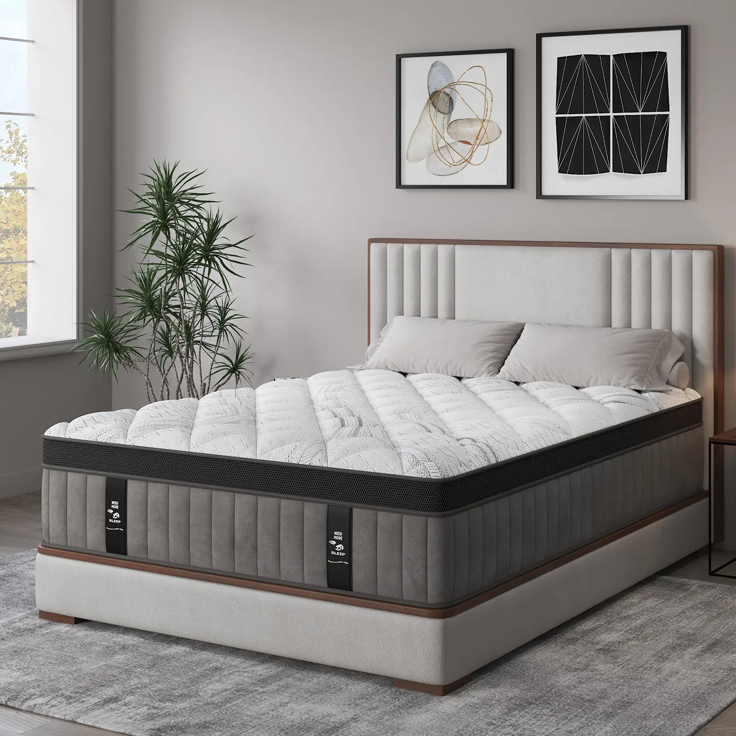Hybrid Mattress, 12/14in Medium-Firm with Pocket Springs & Gel Memory Foam, Ergonomic Breathable Anti-Bacterial Certified Safe Foam Fiberglass-Free (Twin, Full, Queen, King Size Mattresses)