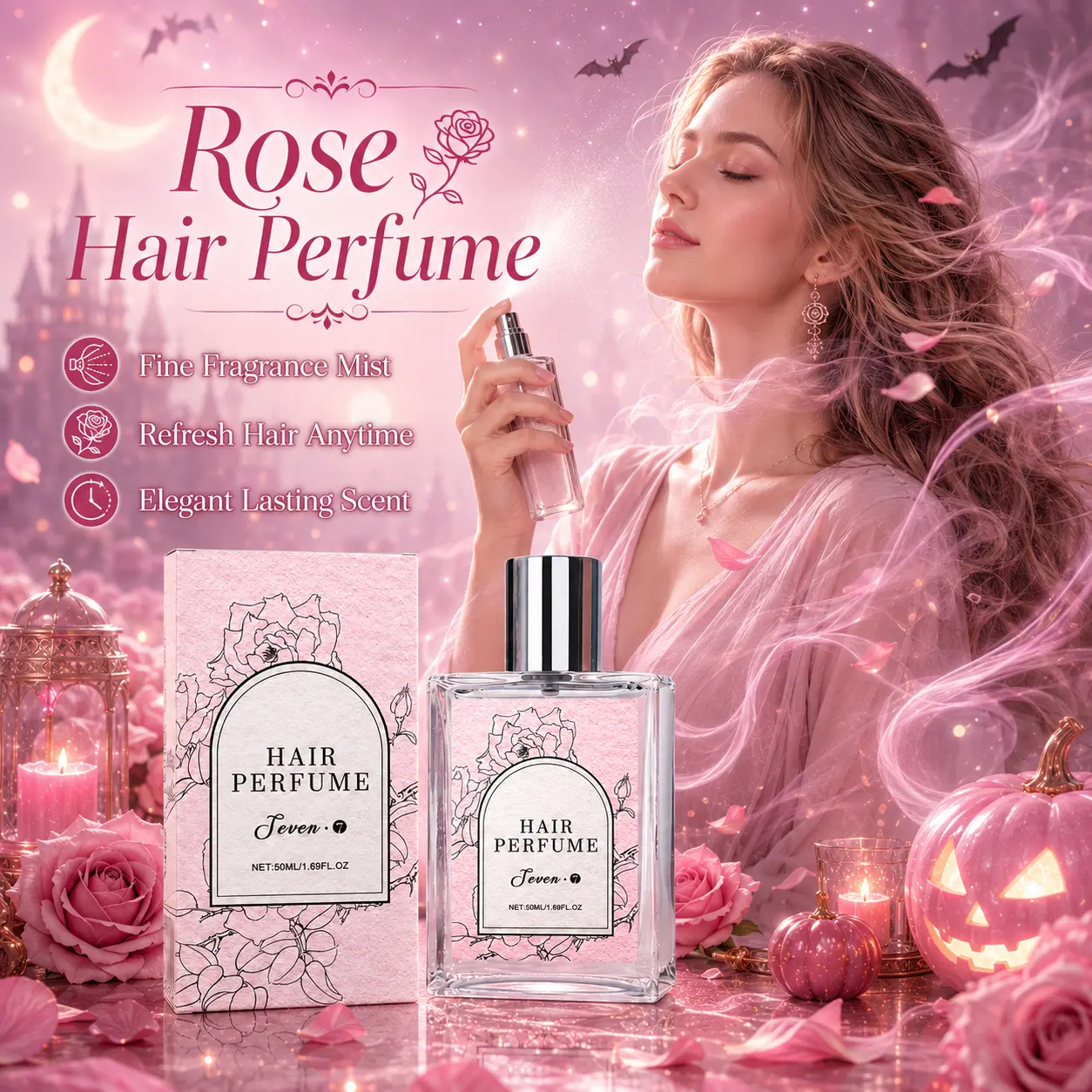 Rose Hair Perfume Fine Mist Long Lasting Scent - Lightweight Non-Greasy Floral Fragrance Spray for Hair & Body, Elegant Rose Scent for Everyday Wear & Romantic Occasions, Fresh Daily Perfume for Women, Perfect Valentine's Day Gift for Her