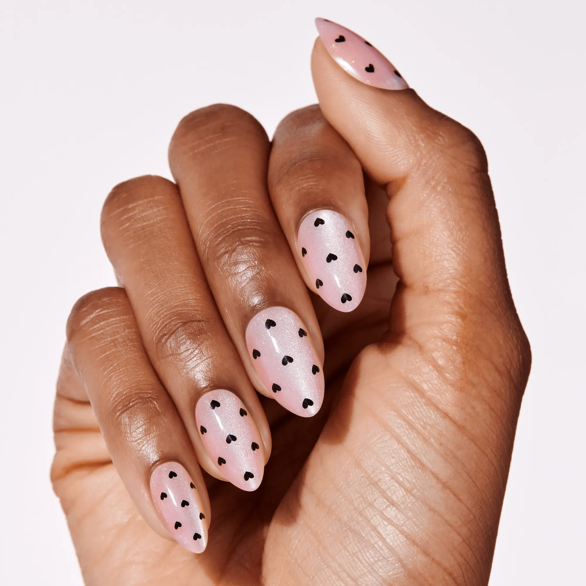 Impress premium no glue fake press on nails - faylinn | design, pink & black, medium, almond, manicure