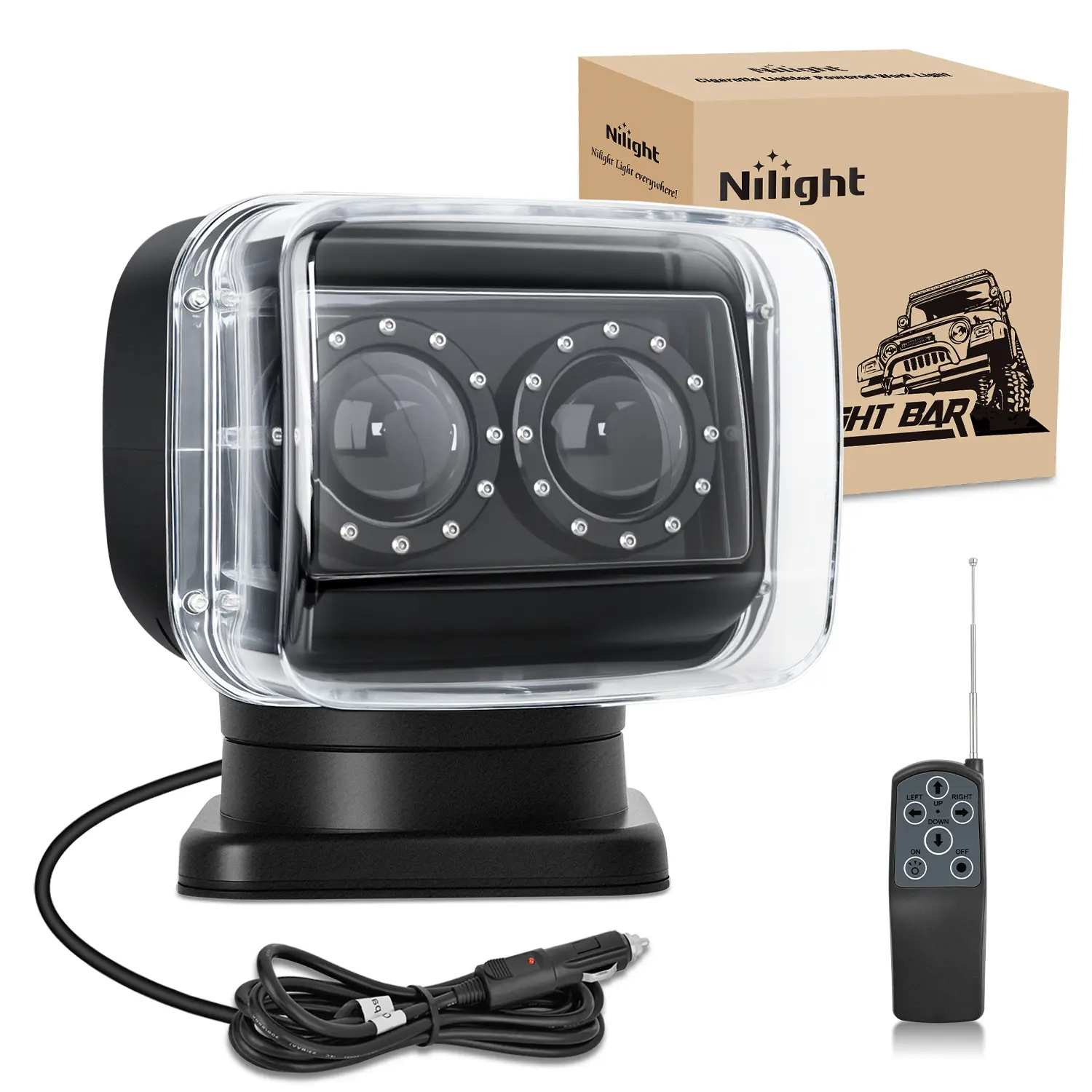 Nilight 60W 5000LM 12V-24V 360° Rotating Magnetic Marine Boat LED Work Light Bar Car, Magnetic Auxiliary Off-Road Light for Yachts, Magnetic Auxiliary Light