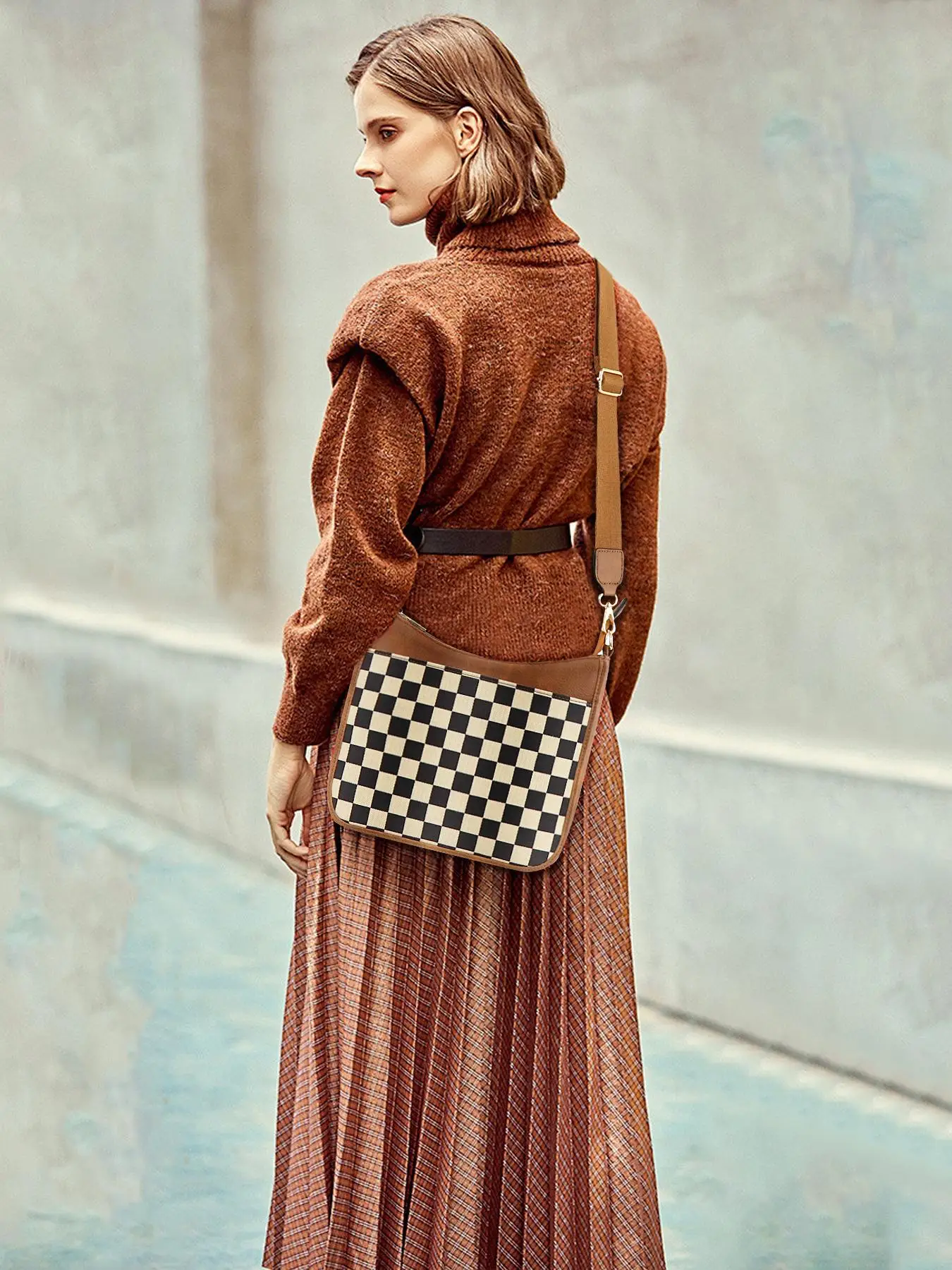 Fashionable Checkerboard Pattern Crossbody Bag, Casual Versatile Shoulder Bag for Women, Trendy All-match Commuter Bag for Daily Used