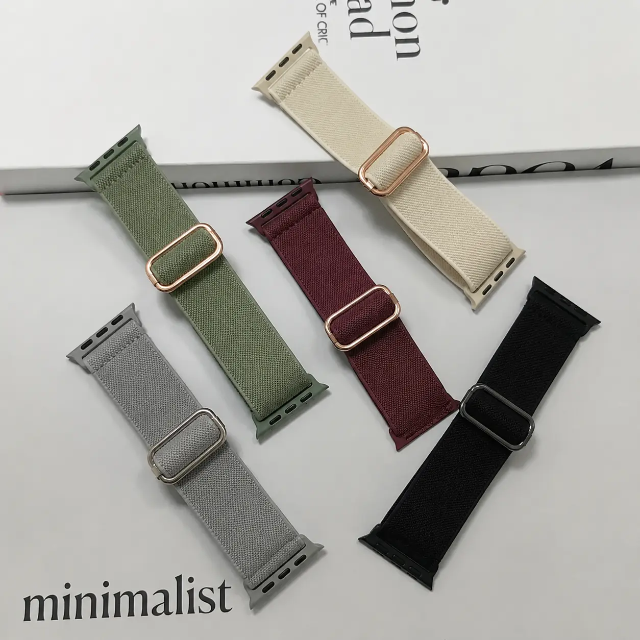 5-Pack Nylon Elastic Watch Bands – Soft Breathable Sport Loop Straps, Stretchy Adjustable Replacement Wristbands Compatible with Smart Watches 38mm-49mm