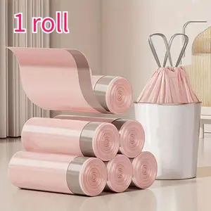 [Thick Trash Bags] 50pcs Extra Thick & Durable Drawstring Trash Bags, Sturdy Trash Bags | Large, Portable Polyethylene Waste Bags for Kitchen, Bathroom, Bedroom, and Living Room Use, Home Organization, Sleek Design, Drawstring Closure, Trash Bag Dispenser