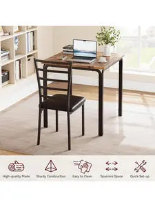 Multicolor One Size Dining Table for 2, Small Table and Chairs Set of 2, Square Dinner Table Set, 3 Piece Kitchen & Dining Room Sets for Small Space