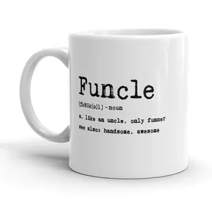 Funcle Definition Mug Funny Graphic Uncle Family Novelty Coffee Cup - 11oz Funny Coffee Mugs Ceramic Printed Drinkware Cup