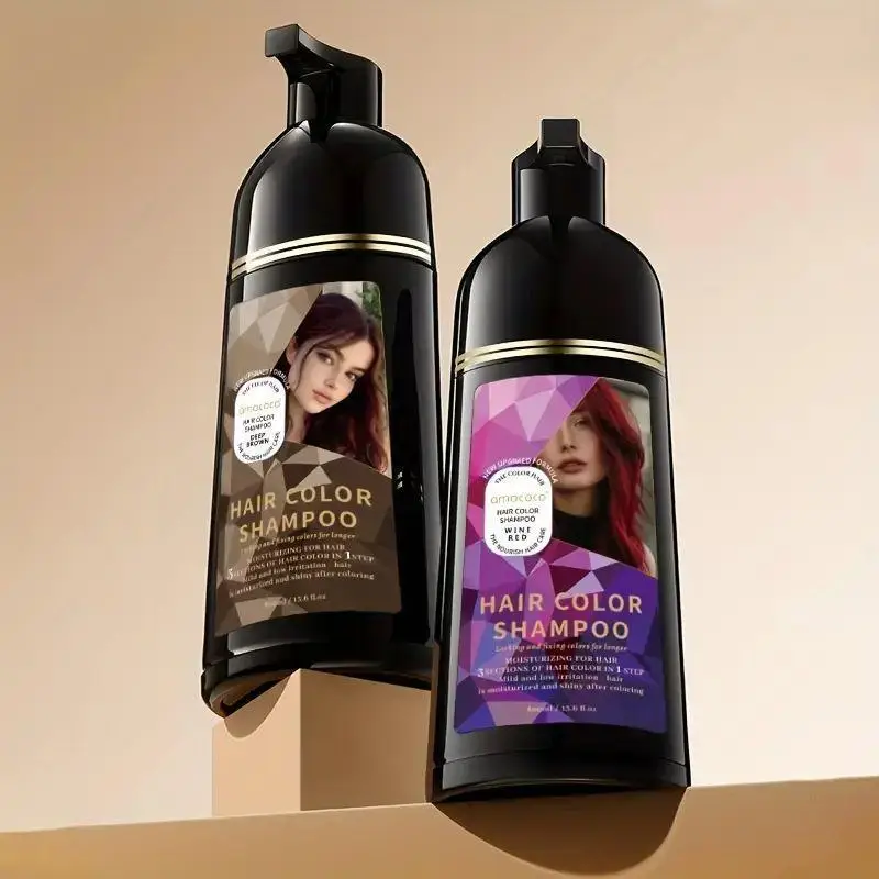 Amococo-Hair dye Shampoo,Quick hair dye,hair care,Fruity aroma-Black & Brown-3-In-1 Color–Plant extracts-Long Lasting–Haircare Oil Fragrance Cleansing