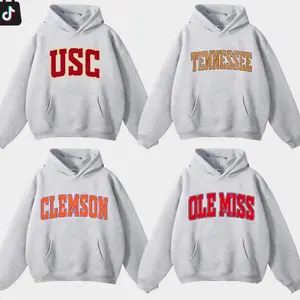Custom Your Team All Team Distressed Varsity College Unisex Hoodie – Ash Grey 9UJ