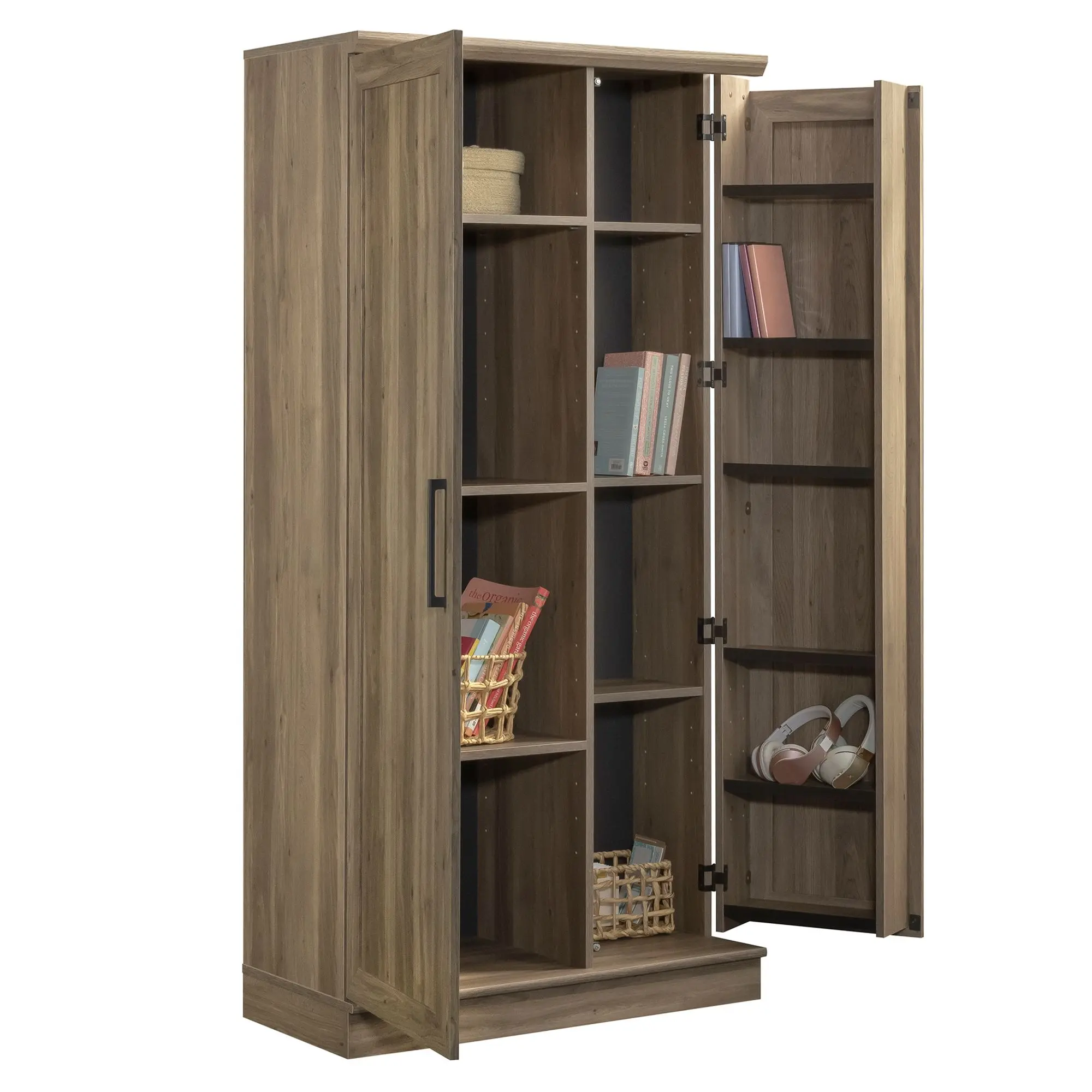Sauder Wood Homeplus Storage Cabinet - Salt Oak, Adjustable Shelves, Swing-Out Door, 3 Fixed Shelves for Kitchen, Bathroom, Laundry Room Closet Storage & Collectibles Display